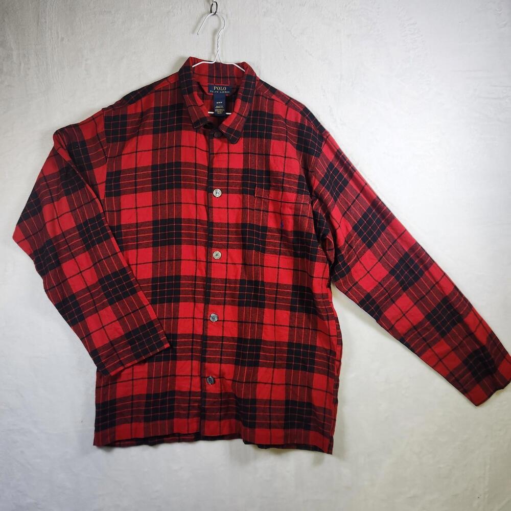 Polo Ralph Lauren Red‎ Buffalo Plaid Pajama Shirt Size Medium Cotton